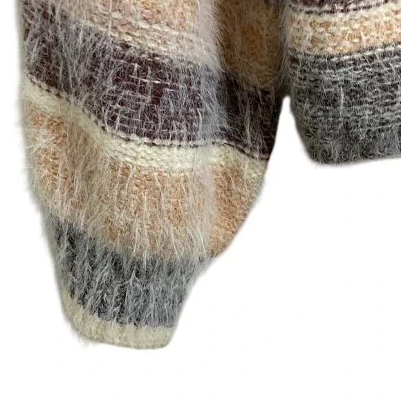 BKE Striped Fuzzy Knit Sweater Earthy Rustic Southwestern Boho Cottagecore Small - Picture 7 of 11